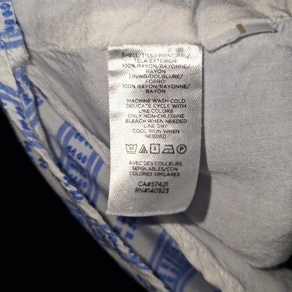 Loft White n Blue Dress with Pockets Size Small - Picture 6 of 7